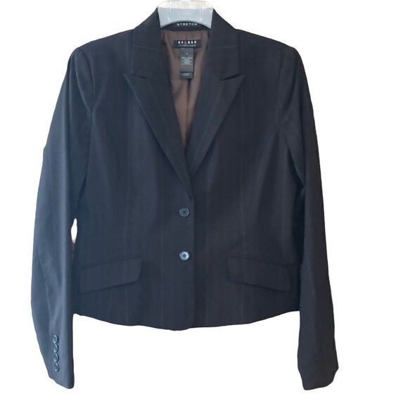 Axcess Sz 8 Brown Classic Career Pin-Stripe 2 Button Lapel Workwear Blazer - Picture 1 of 9